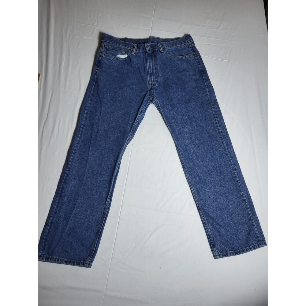 Levis 505 Mens 36x30 Regular Fit Blue Denim Jeans 1996 Vintage